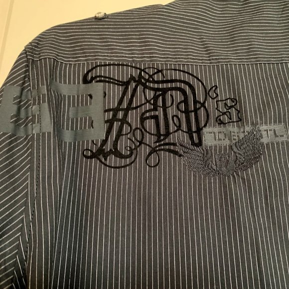 7 Diamonds White Stripes Black Cotton Button Up XL - Picture 4 of 8